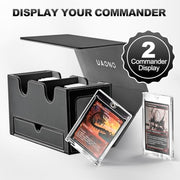 UAONO 3-in-1 MTG Commander Deck Box, Black Gray | 2 Magnetic Card Holders & 1 Dice Tray, Fits 200 Double Sleeved, Card Organizer Compatible with Magic the Gathering