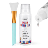 YAKAMOZ Jigsaw Puzzle Glue Clear with Silicone Brush, Sponge Head, 120mL | Clear Drying Formula | Protect Finished Puzzle Artwork | Easy Sponge Head Application