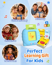 Aullsaty Talking Flash Cards for Toddlers 1-3, Upgraded 248 Sight Words Montessori Speech Therapy Toy, Autism Sensory Educational Learning Toys, Birthday Gift for Boys Girls (Blue)