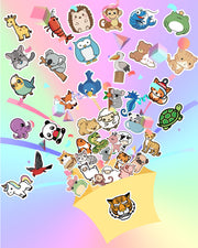 100 Pcs Animal Stickers for Kids, Cute Water Bottle Stickers, Party Favors | Vinyl Waterproof Kid Sticker Pack, Kids Classroom Prizes for Elementary Students, Goodie Bags Stuffers for Kids