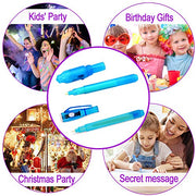 32 Pack 2 Style Invisible Ink Pen with UV Black Light Secret Spy Pens | Secret Messages for Halloween , Magic Disappearing Ink Markers School Supplies Kids 4-8, 8-12 Party Favors Boy Girl Exchang