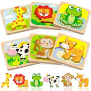 Benresive Wooden Toddler Puzzles, Montessori Toddler Toys for 1 2 Year Old | 6 Pcs Puzzles, 1 2 3 Year Old Girl Boy Great Gifts, Learning Educational Preschool Bolck Toys for 1 2 3 Year Old