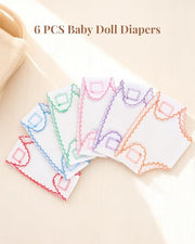 BABESIDE Baby Doll Diapers, 6 Reusable Diapers for 12-15 Inch Baby Dolls | Washable Baby Doll Accessories for Diaper Changing Pretend Play, Doll Diaper Set for Ages 3+