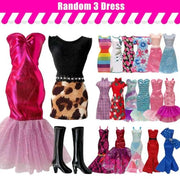 30 Pieces Doll Clothes and Accessories for 11.5 Inch Girl Dolls Including Random 5 Tops, 5 Pants, Random 3 Dresses, Random 3 Fashionable Dresses, Random 2 Swimwear, 6 Pairs of Shoes, 1 Bag, 5 Hangers