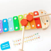 Melissa & Doug Caterpillar Wooden Xylophone Musical Toy Set | 4 Pieces, Rainbow Xylophone, 2 Self-Storing Wooden Mallets, Song Card, Musical Pretend Play, Preschool Toys for Kids, Ages 3+