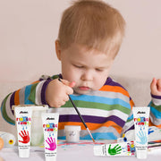 ABEIER Washable Finger Paint for Toddlers 1-3, 12 Non-Toxic Colors | Ages 1-3 4 5 6+, Baby Safe, easy cleanup, creamy texture, color mixing, hand and foot prints, sensory play, preschool crafts