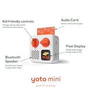 Yoto Mini (2024 Edition) - Portable Kids Audio Player, Ages 3-12 | MP3 player | screen-free audio | stories, music & sleep sounds | gift for kids | ok-to-wake clock | alarm | up to 14h battery