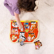 Melissa & Doug Farm Animals Jumbo Knob Wooden Peg Puzzle | 8 Jumbo Peg Pieces, Wooden Board, Farm Animal Matching, Shape Recognition, Montessori Inspired Toddler Toys for Kids, Ages 1+
