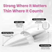 Beetles Tipex Lite Instant Apex Nail Tips, Medium Stiletto, 16 Sizes(00-14) | No Builder Gel Needed, Etched-free Acrylic Nails for DIY Salon-look False Nail Extensions, Full Cover Soft Gel Tips