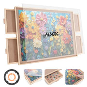 ALL4JIG 1500 Piece Rotating Puzzle Board with 4 Drawer 24.92"x33.58"Portable Wooden Jigsaw Puzzle Table for Adults,Lazy Susan Spinning Puzzle Boards Birthday Gift for mom,Surface for Bricks Building
