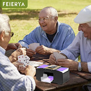 FEIERYA Automatic Card Shuffler 1/2/4/6 Decks | Battery-Operated Electric Playing Card Shuffler for Home Card Game,Board Game Nights,Poker,Travel