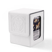 Venssu Angel Themed MTG Deck Box with Commander Display (White and Grey) | Holds 120 Single/100 Double-Sleeved Cards, Fit MTG/PTCG/OPTCG Cards, Strong Magnet, PU Leather, With 2 Dividers & 1 Toploader