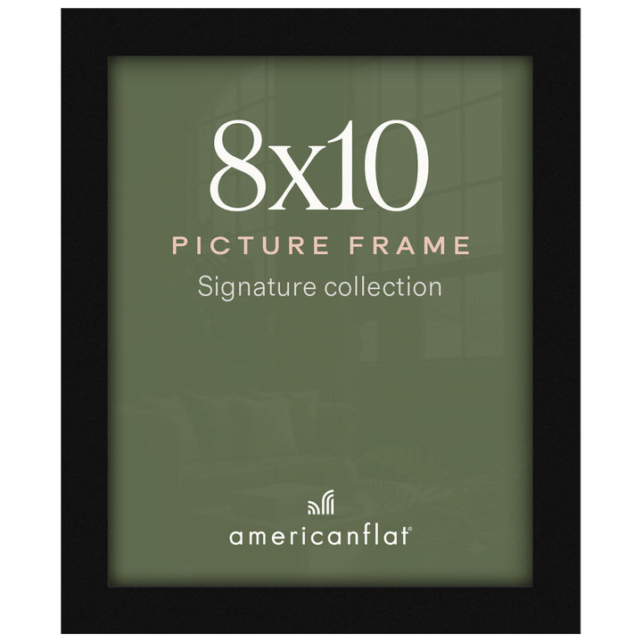 Americanflat 8x10 Picture Frame - Engineered Wood - Black | Shatter-resistant glass, wall or tabletop display with included easel, sawtooth hangers included