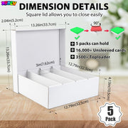 5-Pack Toploader Trading Card Storage Box, 4 Row 3200 Count Cardboard Box | Storage Box for Basketball/MTG/TCG/Sports/Game Cards Organizer and Collection (White)