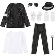 VIIOMUYE Boys Halloween Costume Set 8 Pcs 80s 90s Retro Dance Disco Cosplay | Retro dress up set with fun accessories for Halloween parties stage shows themed play ages 3 to 12 years