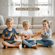 Vanplay Kids Guitar Set, 7-Piece Wooden Musical Instruments for Toddler 2-3 | Musical Band Set with wooden Ukulele/Flute/Maracas/Tambourine, Christmas/Birthday Gift for Boys & Girls Age 2 3 4 5