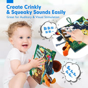 hahaland Baby Books 0-6 Months,Infant Tummy Time Toy Sensory Toys | 6 to 12 Months Touch Feel Book Travel Toy Gifts for Boy Girl 0-3 Month Baby Shower Birthday Easter Basket Stuffers 1PCS