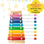 MCPINKY Xylophone for Kids with 2 Mallets, Wooden, Rainbow | Baby Xylophone, Musical Instruments Toy for Toddlers, Birthday Party Favors