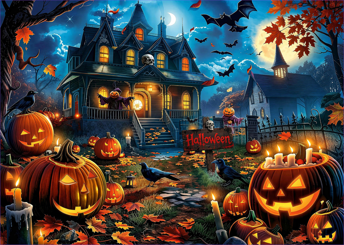 Nattork Jigsaw Puzzle 1000 Pieces for Adults, Halloween Haunted House,Challenging Adult Puzzles for Halloween Decor & Gift