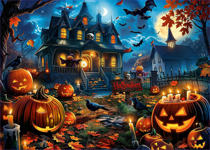 Nattork Jigsaw Puzzle 1000 Pieces for Adults, Halloween Haunted House,Challenging Adult Puzzles for Halloween Decor & Gift