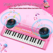 Upgraded 37 Keys Kids Piano Keyboard with Mic for 3 4 5 6 Boys Girls - Pink | Portable Toddler Music Toys Musical Instrument Birthday Xmas Gift