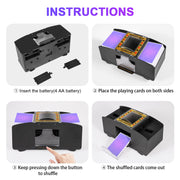 FEIERYA Automatic Card Shuffler 1/2/4/6 Decks | Battery-Operated Electric Playing Card Shuffler for Home Card Game,Board Game Nights,Poker,Travel