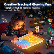Geokay 16" Rechargeable LED Drawing Board with 9-Color Light Effects | Birthday & Christmas Gift Idea for Girls/Boys/Kids/Teens, Doodle Neon Glow Pad with Built-in Stand Tracing Book & 7 Markers