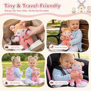 OUOZZZ Soft Baby Doll 10" Tulip Pink Snuggle Buddy Doll | First Birthday Toys for 1 Year Old Girl, Ideal 1 Year Old Girl Gifts & Baby Girl Gifts, Cuddly Toy for Infants & Toddlers