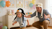 Bubblepompom Animal Hat with Moving Ears Funny Pop up Crazy Silly Hat, 22'' | Plush Animal Hat with Jumping Ears, Cosplay Costume for Dress Up Party, Holiday Gift for Kids, Squeeze Paws to Pop up Ears