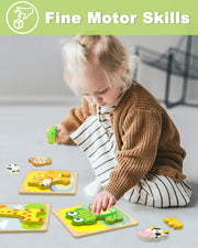 Benresive Wooden Toddler Puzzles, Montessori Toddler Toys for 1 2 Year Old | 6 Pcs Puzzles, 1 2 3 Year Old Girl Boy Great Gifts, Learning Educational Preschool Bolck Toys for 1 2 3 Year Old