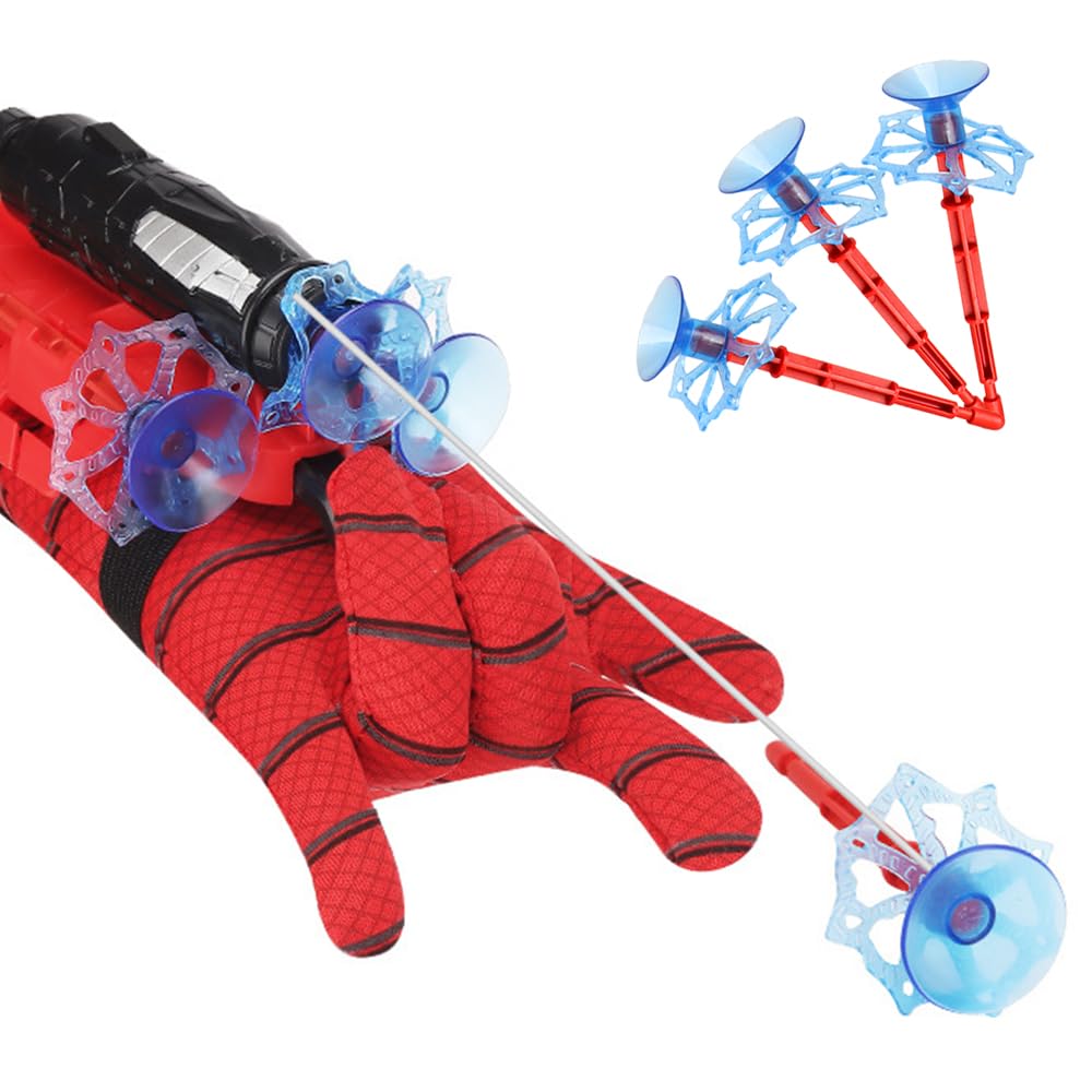 Xohny Spider Web Shooters with Glove for Kids Cosplay Party Favor | Superheroes Wrist Launcher Toy, Halloween Party Supplies, Christmas Stocking Stuffers, Birthday Gift for Boys Girls