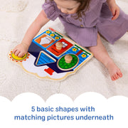 Melissa & Doug First Shapes Jumbo Knob Wooden Peg Puzzle | 6 Pieces, Wooden Board, 5 Extra-Thick Shape Pegs, Matching & Sorting Play, Montessori Inspired Toddler Toys for Kids, Ages 1+
