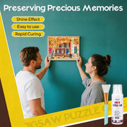 YAKAMOZ Jigsaw Puzzle Glue Clear with Silicone Brush, Sponge Head, 120mL | Clear Drying Formula | Protect Finished Puzzle Artwork | Easy Sponge Head Application