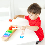 Melissa & Doug Caterpillar Wooden Xylophone Musical Toy Set | 4 Pieces, Rainbow Xylophone, 2 Self-Storing Wooden Mallets, Song Card, Musical Pretend Play, Preschool Toys for Kids, Ages 3+
