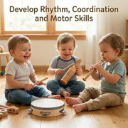Stoie’s Wooden Musical Instruments for Kids Ages 3+, Montessori Music Toy Set for Kids with Drum, Tambourine, Maracas, Bells & Flute, Educational Preschool Toys for Boys & Girls