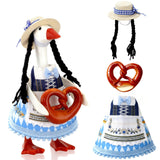 YGEINIT Oktoberfest Desk Goose Outfits 7 Inch | Desk Goose Outfits Felt Costume with Bavarian Pretzels, Oktoberfest Home and Office Decoration for Desktop Goose Statues
