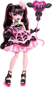 Monster High Scary Sweet Birthday Draculaura Doll | Vampire in Pink Party Dress with Party-Themed Accessories like Invite, Balloon, Gift, Fan and More