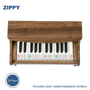 ZIPPY Kids Piano Keyboard, 25 Keys Digital Piano for Kids, Mini Music Educational Instrument Toy, Wood Toy for Toddlers Girls Boys (Walnut)