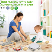 Kids Musical Instruments,100% Natural Wooden Music Percussion Toy Sets, 23 Pcs Tambourine Xylophone Toys for Kids, Girls Boys Preschool Education Early Learning Musical Toys with Bags