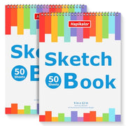9" x 12" Sketch Book, 2-Pack 50 Sheets Spiral Bound Art Sketchbook Notebook | Acid Free Artist Drawing Book Paper, Art Supplies for Adults Kids, Coloring Book, Sketch Paper for Drawing Coloring Sketching