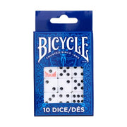 Bicycle 10 Dice Set Six Sided D6 Standard Game White Black 16 mm | 10 six sided D6 dice, 16 mm standard size, Ideal weight for fair play, Perfect for dice-based games and learning