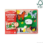 Melissa & Doug Farm Animals Wooden Chunky Puzzle 8-Piece Set | 8 Chunky Wooden Pieces, Stand-Up Farm Animals and Barn, Motor Skill Building Puzzle Play, Toddler Toys for Kids, Ages 2+
