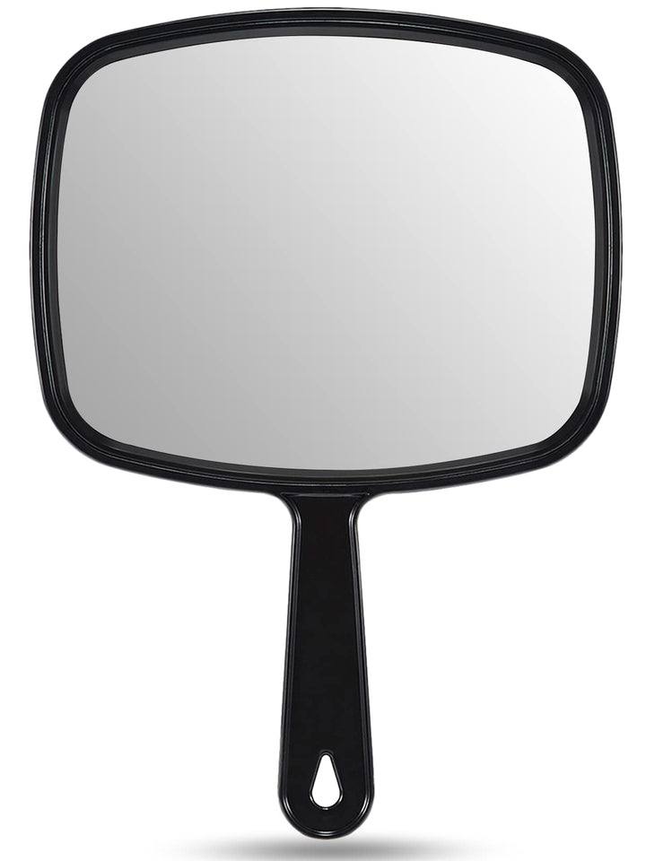 OMIRO 9.3" L x 6.6" W Hand Mirror, Square Black Handheld Mirror with Handle | Salon Mirror Hand Held, Hangable, Travel Mirror for Men Women, Distortion-Free Reflection, for Shaving and Makeup