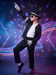 BAURGHOP Kids Dance Star Costume for Boys 80s 90s Pop Stage Outfits for Halloween