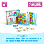 Color Stack Challenge, Color Matching Game by Relatable | Fast Paced Fall Festival Games for Family Game Night, Includes 2 Racks, 50 Cards, 80 Rings