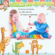 LovesTown Wooden Xylophone, 8 Rainbow Keys, 2 Mallets | Xylophone for Kids, Toddler Percussion Instruments, Music Toys, Goodie Bag Stuffers, Gifts for Kids