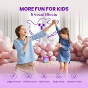 IROO Mini Karaoke Machine for Kids, Birthday Gifts Toys for Girls Ages 3-12 | 2 Wireless Mics, 5 Voice Effects & 1-Month KaraFun Premium, Bluetooth Speaker, Portable MP3 Player For Family Home Party