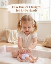 BABESIDE Baby Doll Diapers, 6 Reusable Diapers for 12-15 Inch Baby Dolls | Washable Baby Doll Accessories for Diaper Changing Pretend Play, Doll Diaper Set for Ages 3+