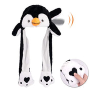 Bubblepompom Animal Hat with Moving Ears Funny Pop up Crazy Silly Hat, 22'' | Plush Animal Hat with Jumping Ears, Cosplay Costume for Dress Up Party, Holiday Gift for Kids, Squeeze Paws to Pop up Ears