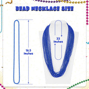 Huskein 200 PCS Beaded Necklace, 33" Mardi Gras Beads, Blue Bead Necklace, Mardi Gras Accessories, Parade Beads Bulk for Hanukkah Christmas Pirate Birthday Gender Costume Party Supplies